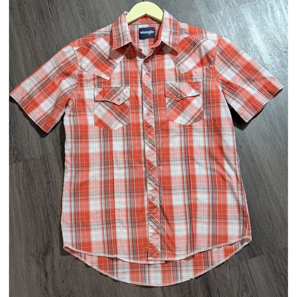 Men's Wrangler Retro Sawtooth Pocket Western Pearl Snap Button Up Shirt Medium